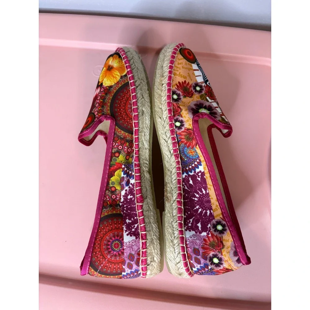 Desigual Womens Multicolor Patchwork Canvas Espadrille Flats EU 37 (US 6.5)